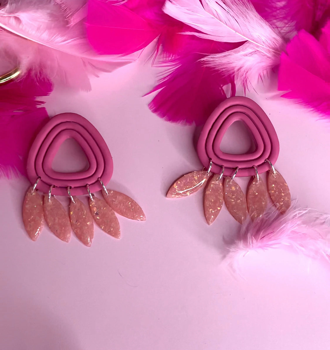 “Think Pink” Triangular studs