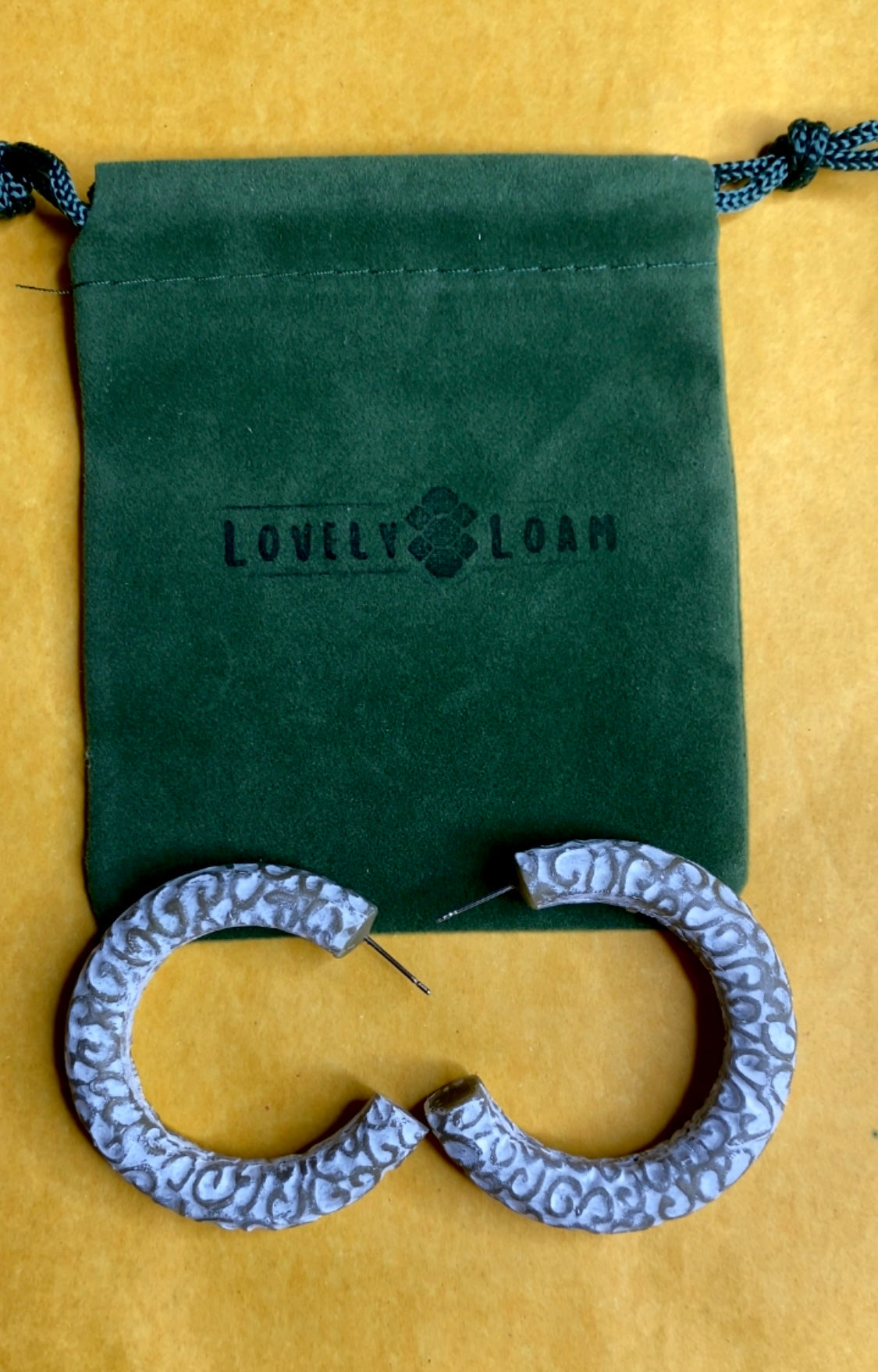 Embossed Faux Ceramic Hoop Earrings