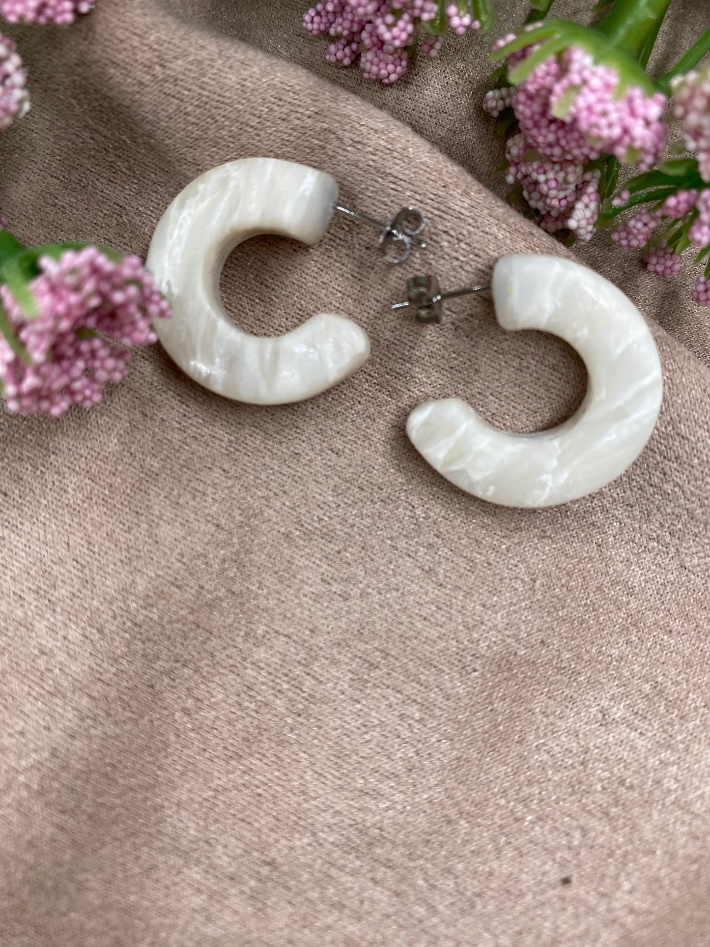 Ivory mini hoops