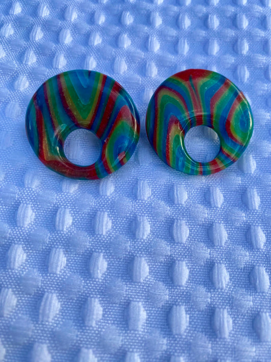 Rainbow Circle Cut-Out Stud Earrings