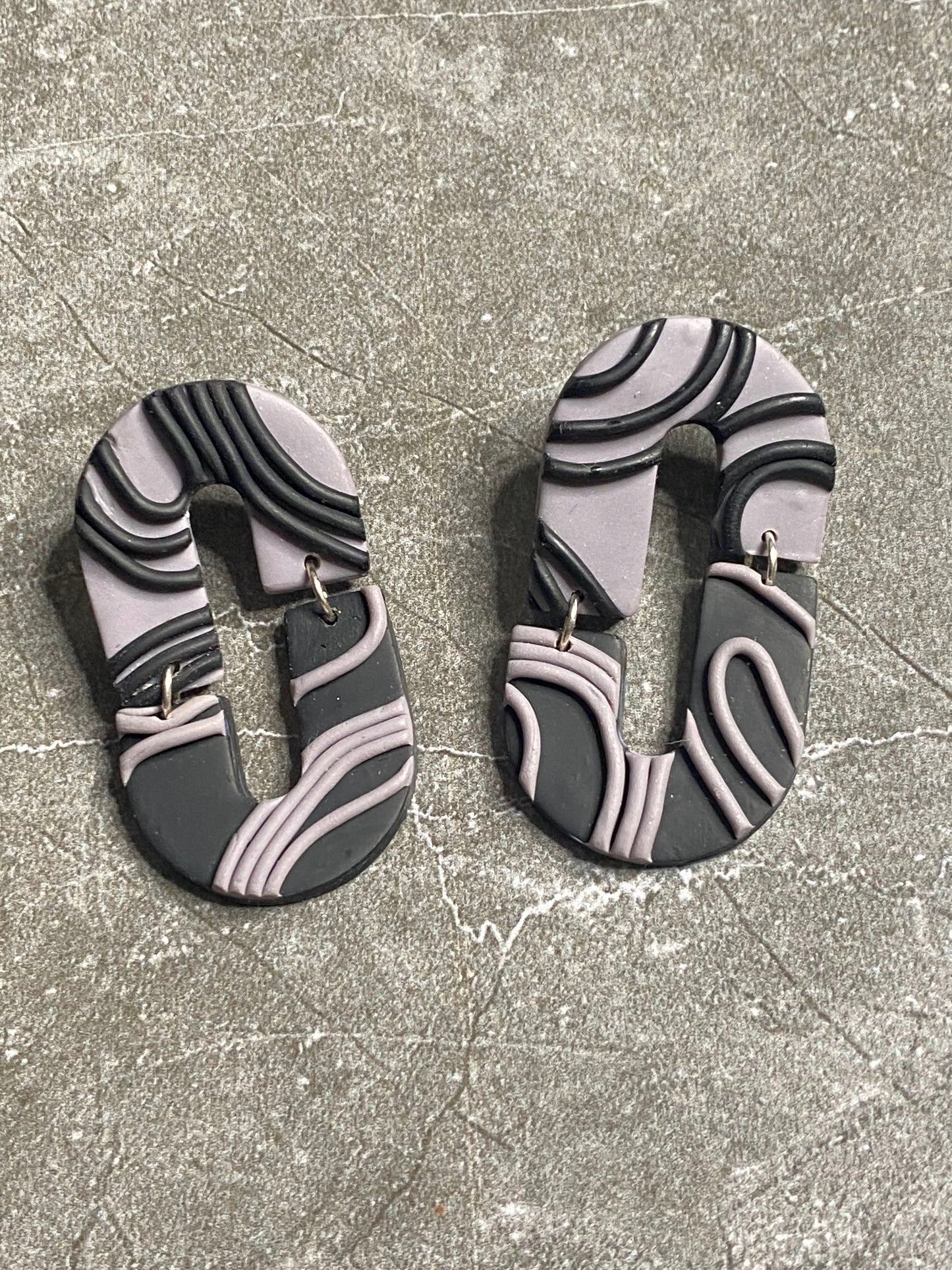 "Between the Lines"- Black & Gray Dangles