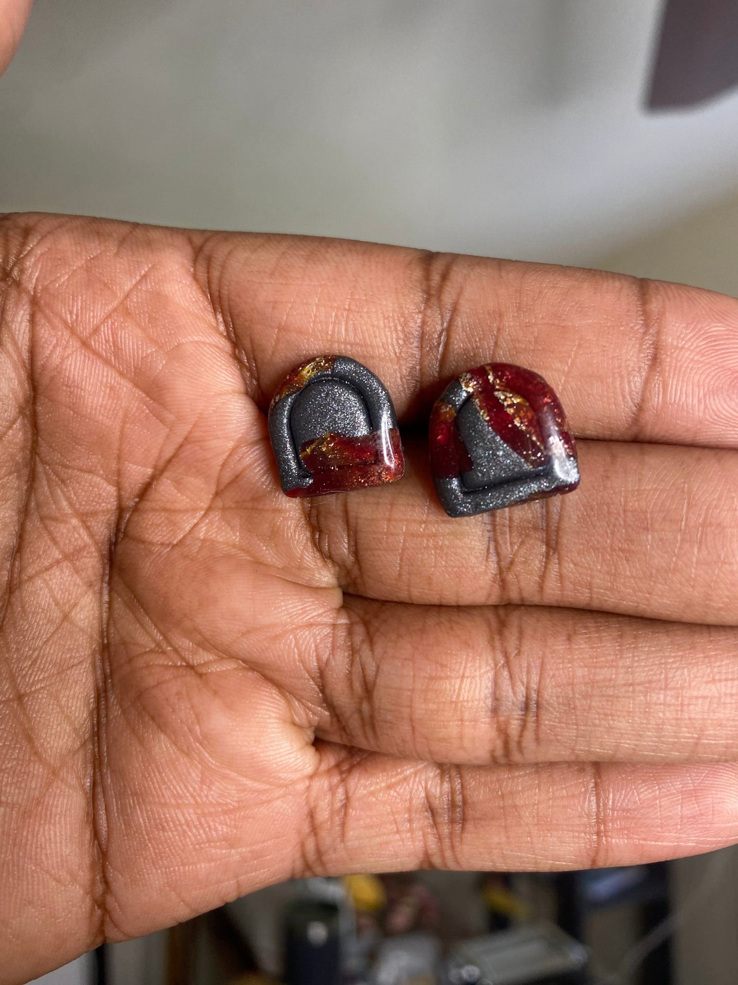 Garnet & Silver Arch Studs