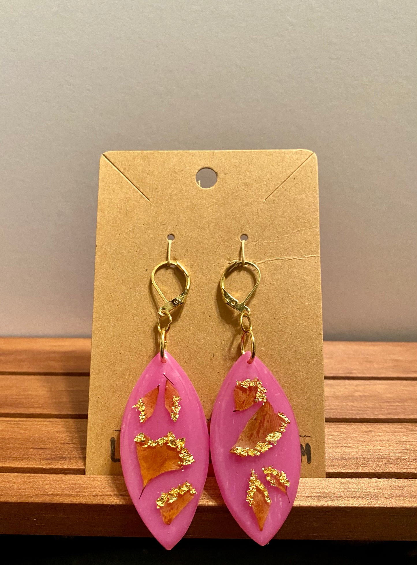 Golf Leaf Drop Dangles-Pink