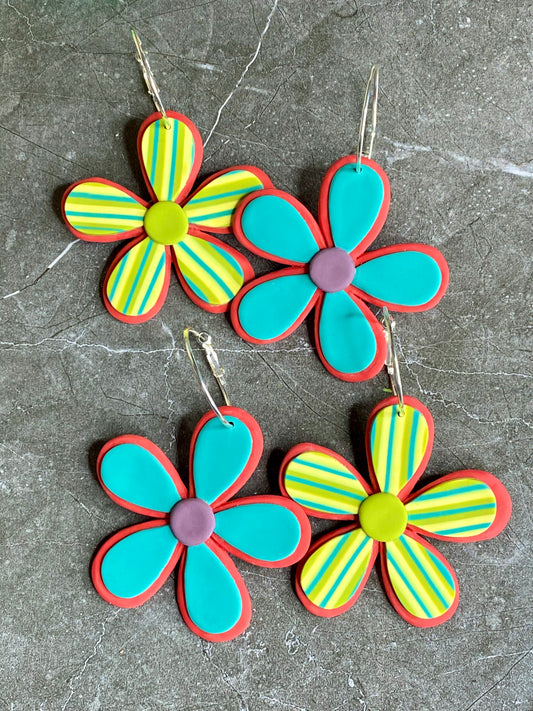 Groovy Flowers Hoop Earrings