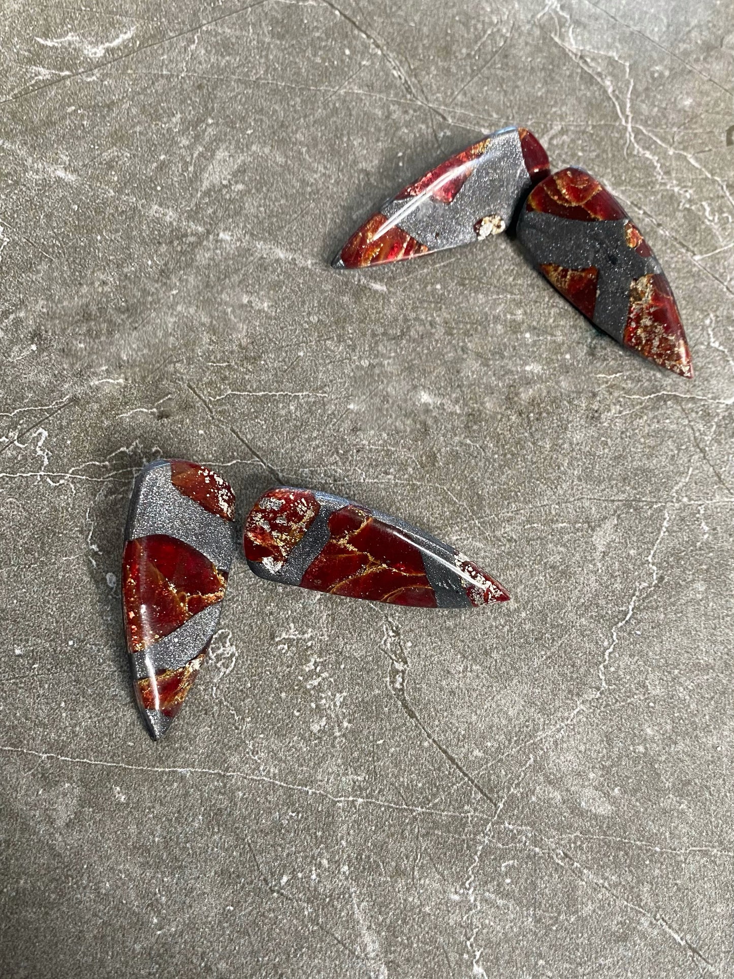 Garnet & Silver Dagger Studs